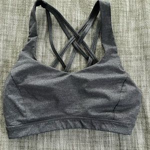 Selling lululemon free to be serene bra in gray